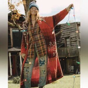 NWOT Free People Flurry Longline Duster Cardigan Sweater in Cider Combo